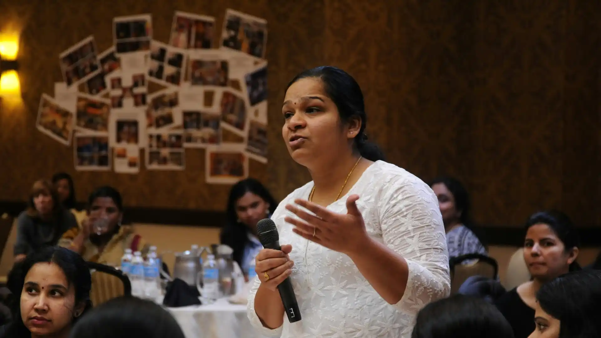 Someone speaking publicly, representing our media training services